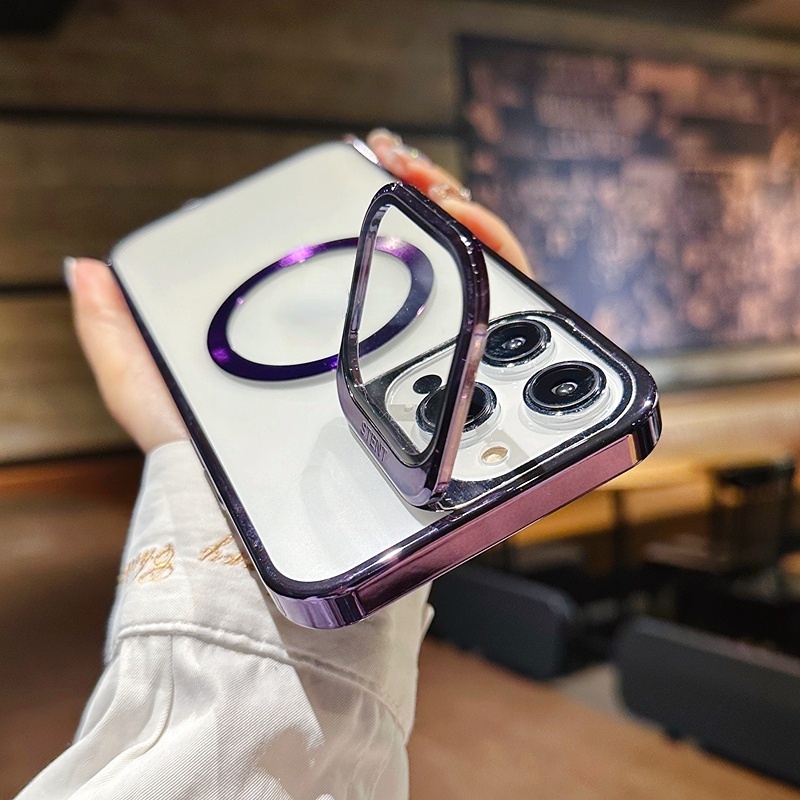 Luxury Plating Frame Case iPhone 14 Pro Max 13 Pro Max Stand