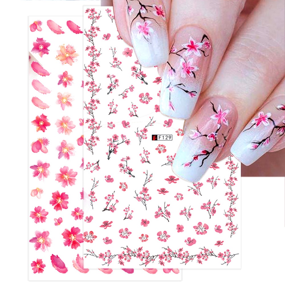 1 Sheets Nail Art Stickers Wholesale Spring Pink Cherry Blossom