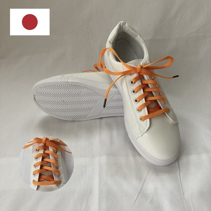Japanese Traditional Shoelace Made of Kaga Strings (Orange x White