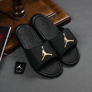 Jordan slippers outlet black and gold