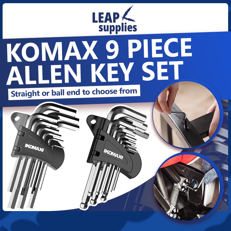 Komax 9 Piece Allen Key Set | Hex Key Tool | Hexagon Tool Kit
