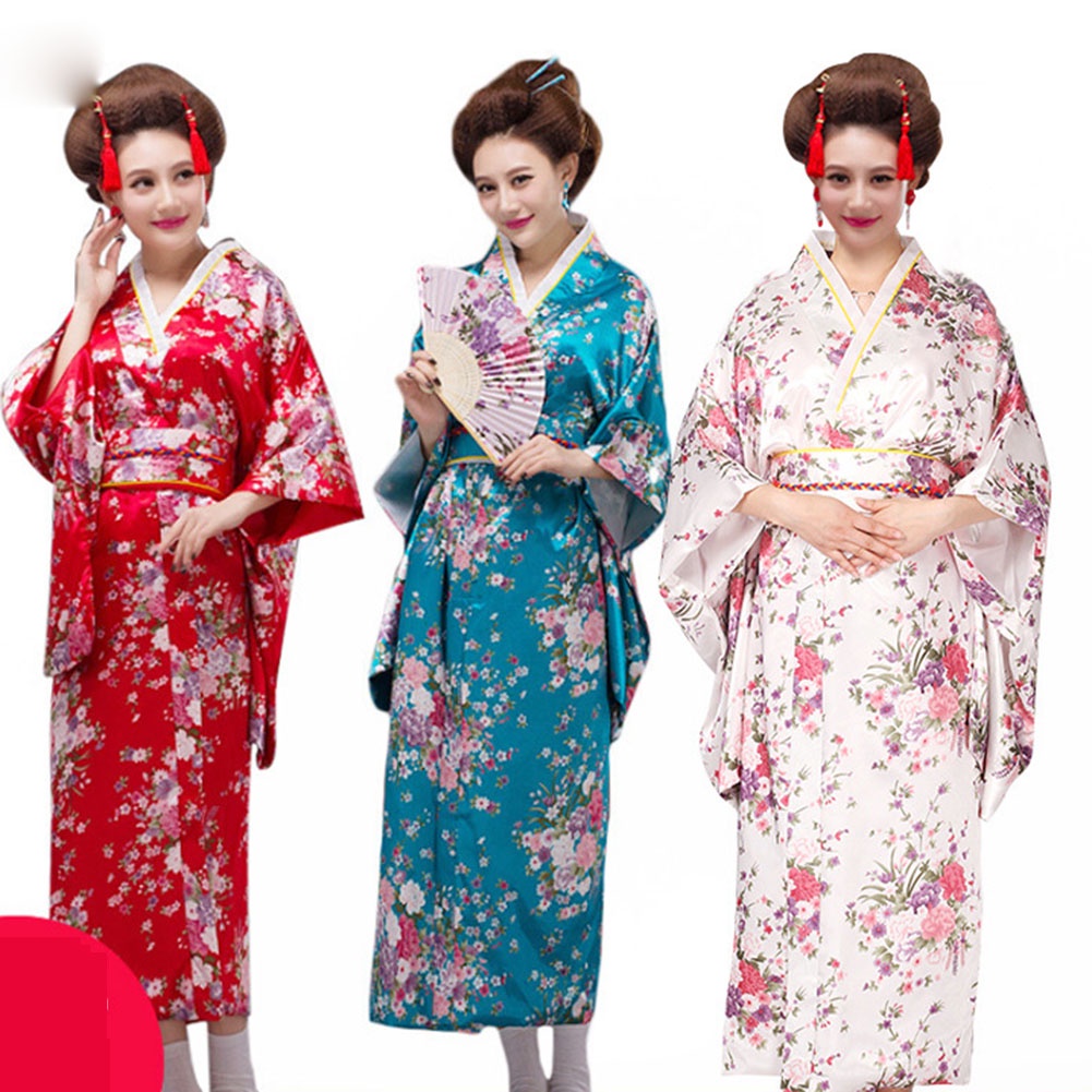 Japanese Anime Women's Kimono Robe Geisha Yukata Sweet Dress Blossom ...
