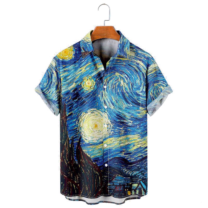 2023 Molilulu Men's Fashion Vintage Clothing Retro Van Gogh The Starry