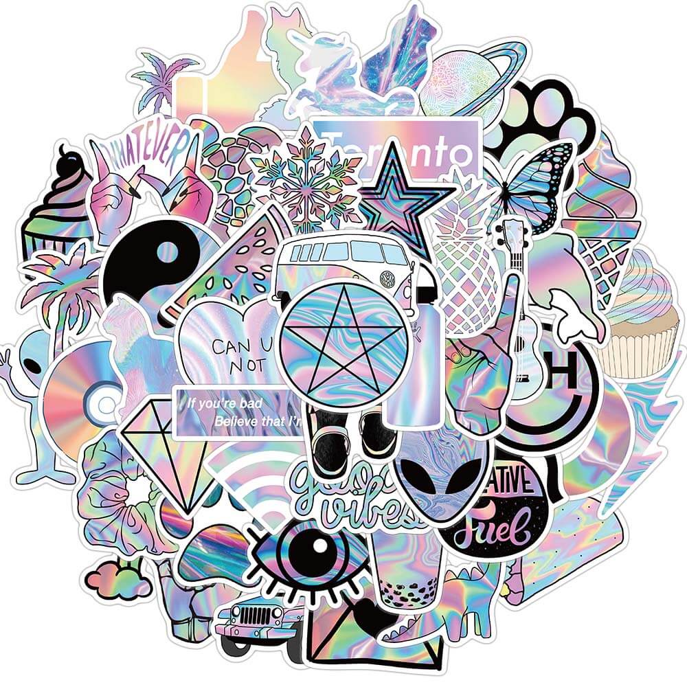 [Large stickers]50pcs Mixed VSCO Holographic Laser Cartoon Stickers for ...