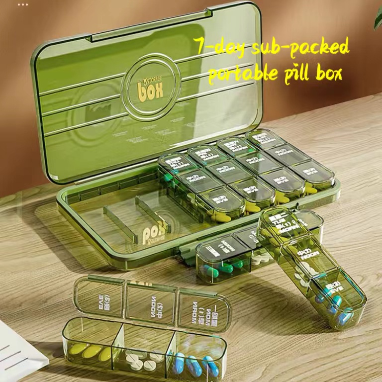 Pill Box Portable Three Meals A Day Carry Small Medicine Box 7-day Sub ...