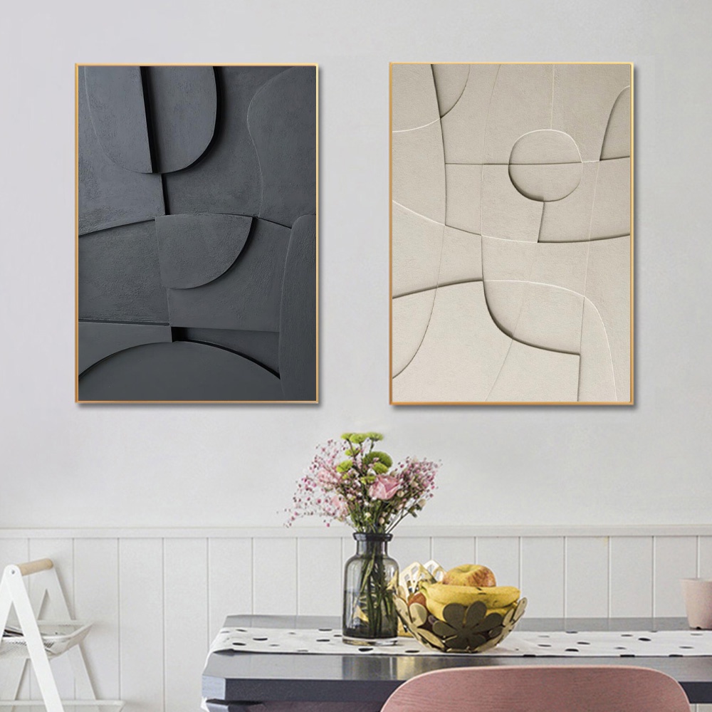 Black And White Abstract Texture Geometry Art Painting On Canvas Prints ...