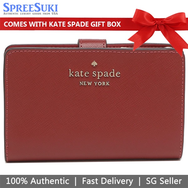 Kate Spade Wallet In Gift Box Medium Wallet Staci Saffiano Leather ...