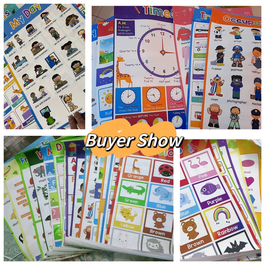 Poster Chart - ABC Alphanumeric Shapes Timetable Learning Poster Kids ...