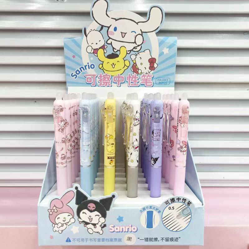 6Pcs Sanrio erasable pen kawaii gel pens korean stationery cute Cinnamoroll Mymelody Kuromi pens