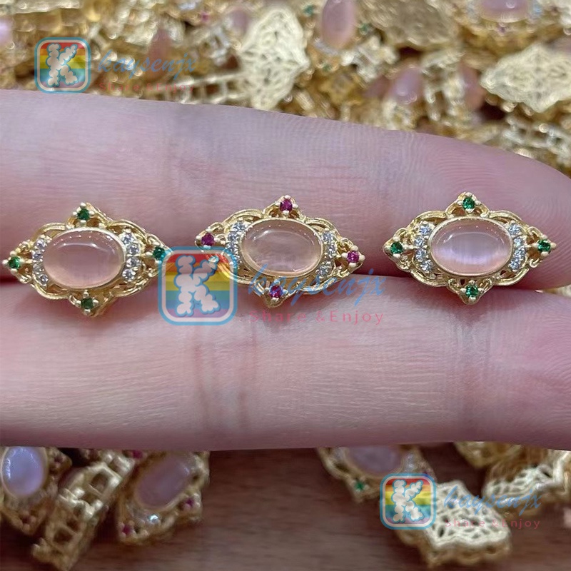 Kaysenjx Pink Cat's Eye Stone Charms Long Elegant Crystal Beads