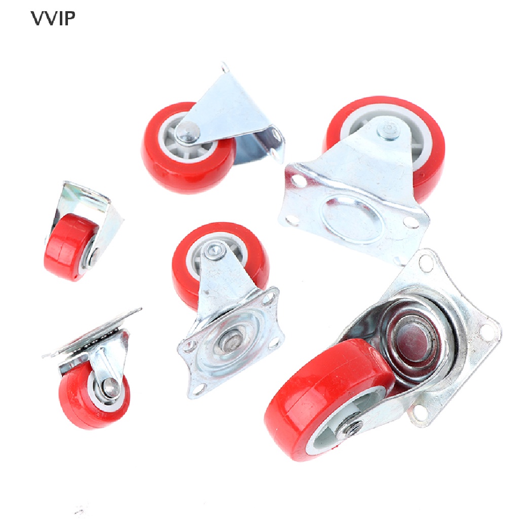 Vvsg 4pcs 1.5inch Furniture Casters Wheels Red Rubber Swivel Caster