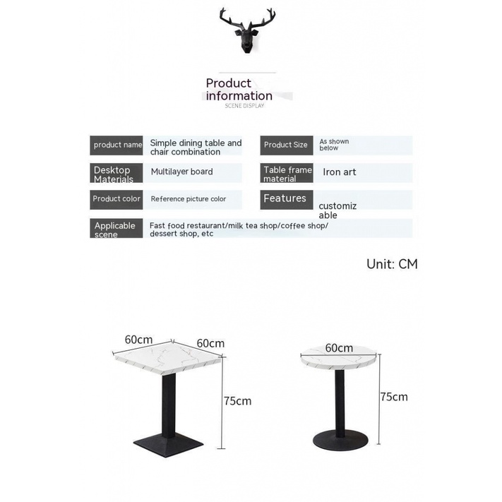 , 🎇Commercial Dining Set Fast Food Snacks Milk Tea Shop Small Round ...