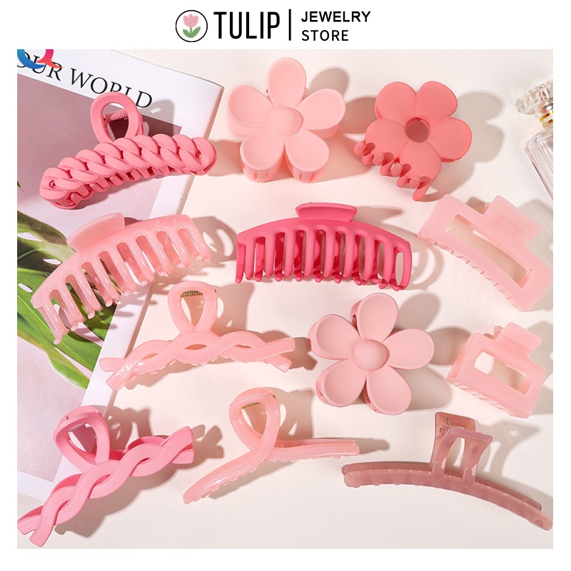 Cute Pink Hair Clip Girls Hair Claw Clip Flower Grab Clip Women Hair ...