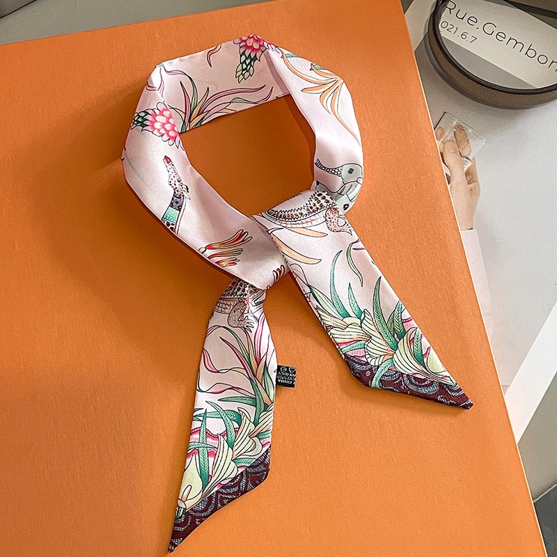 [ready stock] new fashion women printed silk scarf bag scarves handle ...