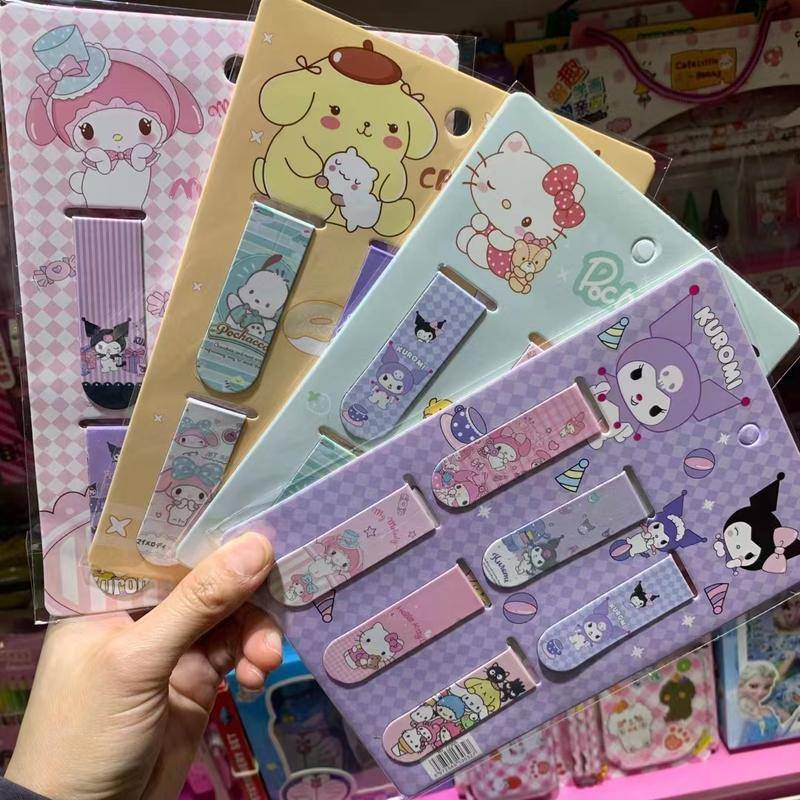 6Pcs/Set Sanrio Magnetic Bookmark Mymelody Kuromi Cinnamoroll Cute Cartoon Pattern Page Marker ...