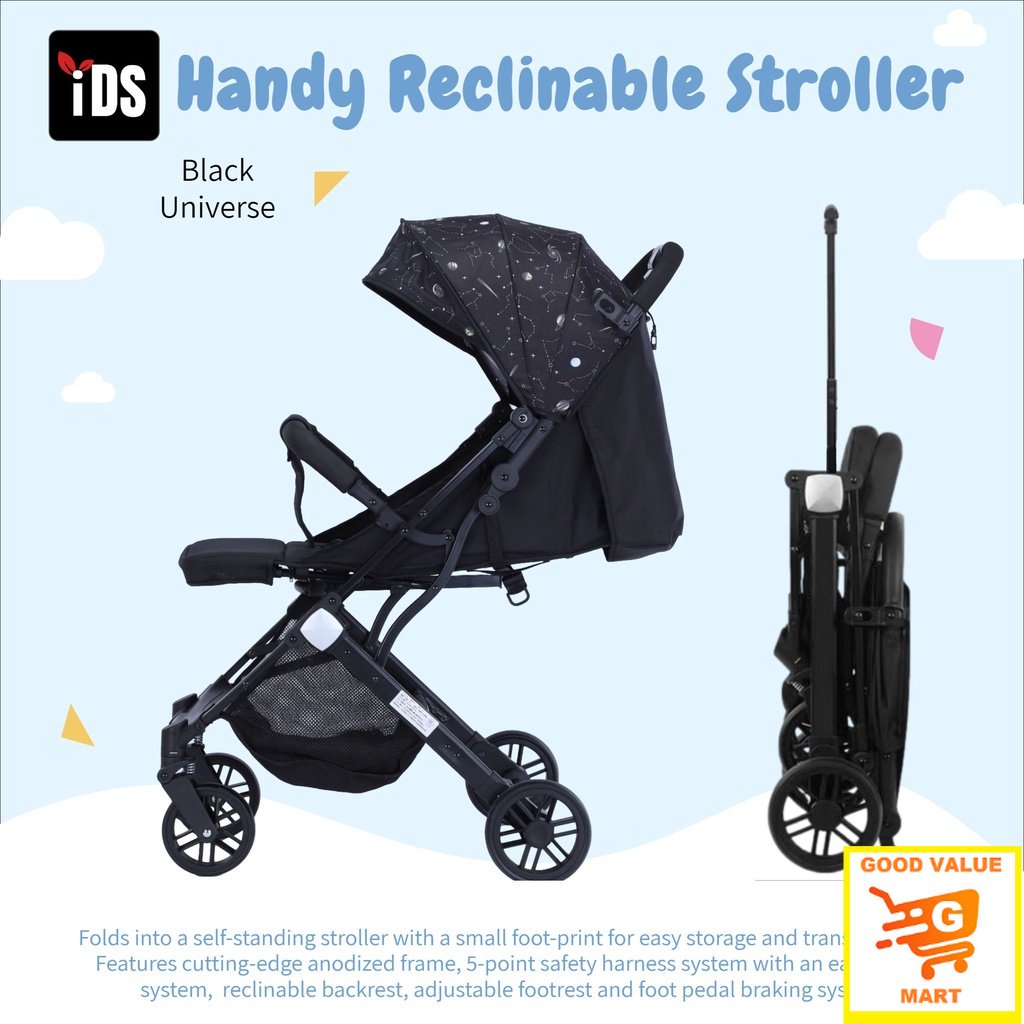 Convenient Lightweight Baby Stroller, Reclining Travel Stroller for Airplane with OneHand Fold