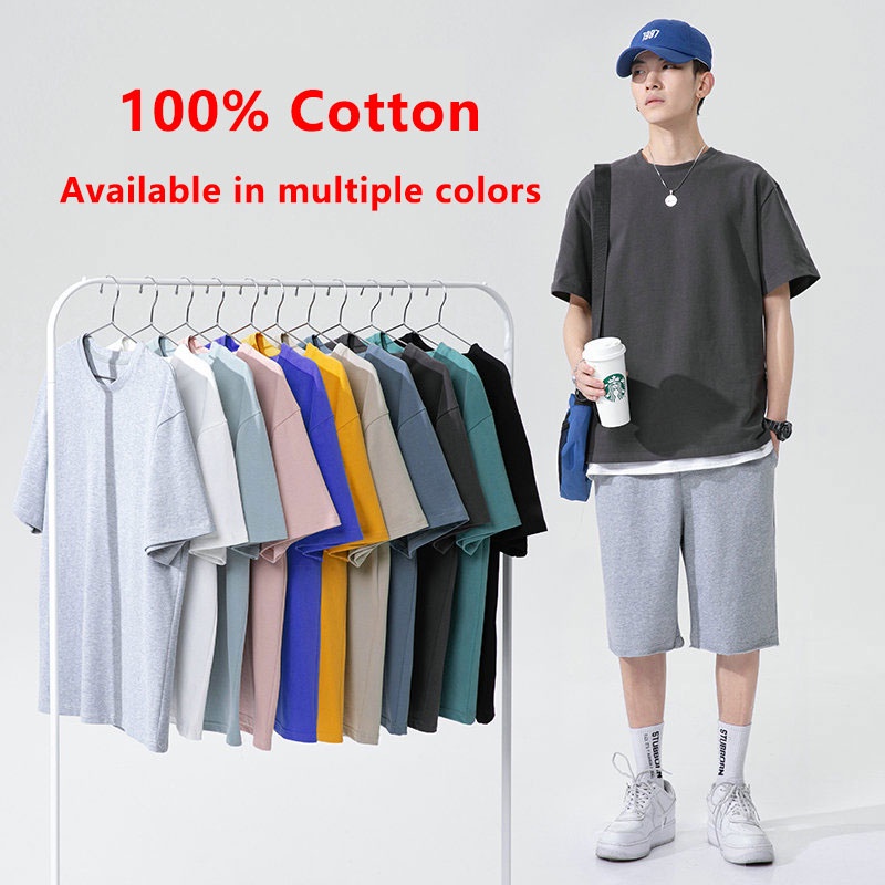 100% Cotton T Shirt Men Short Sleeve Tshirts | Shopee Singapore