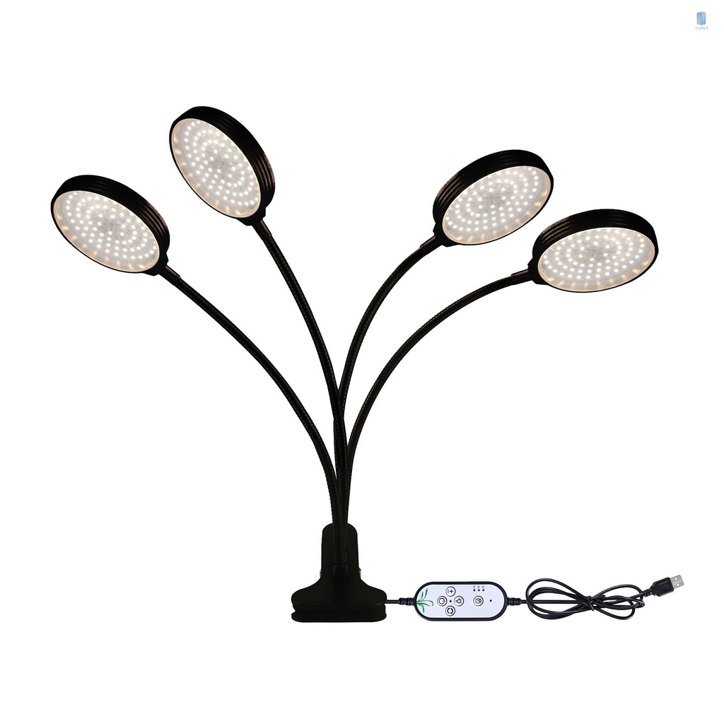 ZOS LED Grow Light Full Spectrum White Light 4/8/12H Timer 5 Brightness Leves Clip Plant Growing