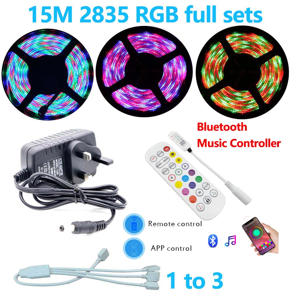 5M 10M 15M Led Light Strip RGB Bluetooth APP Remote Controller Led ...