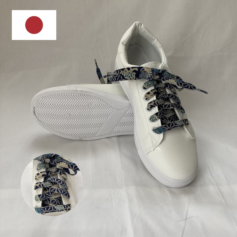 Japanese Traditional Shoelace Made of Chirimen Strings (Dark Blue x