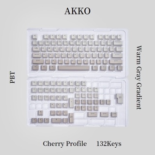 Akko Keycaps for Mechanical Keyboards, Warm Gray Cherry Profile PBT Keycap  Set