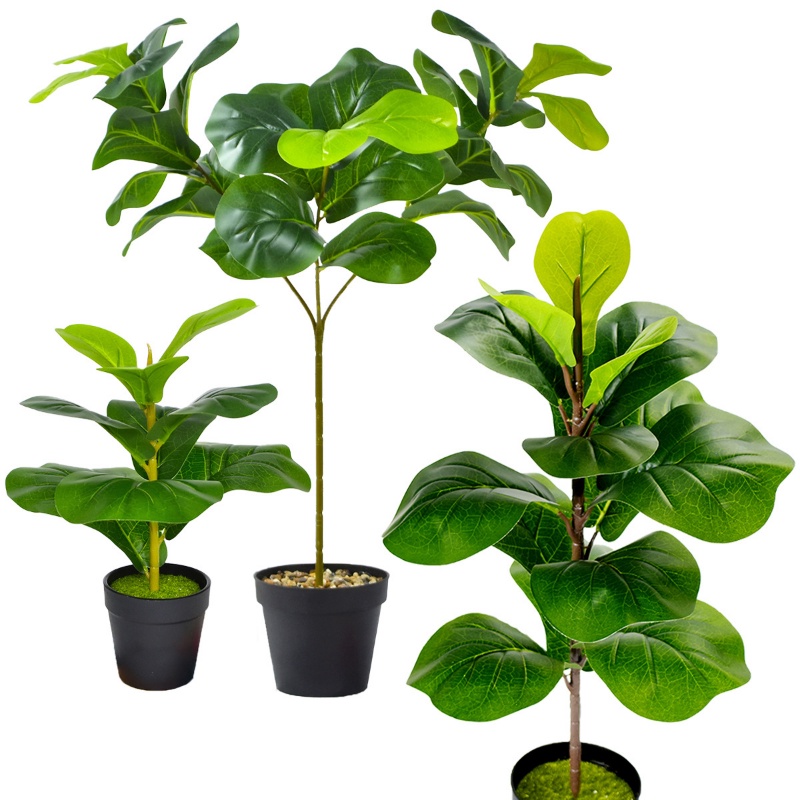 Artificial Fiddle Leaf Fig Tree/Fake Ficus Lyrata Plant with 15 Leaves ...