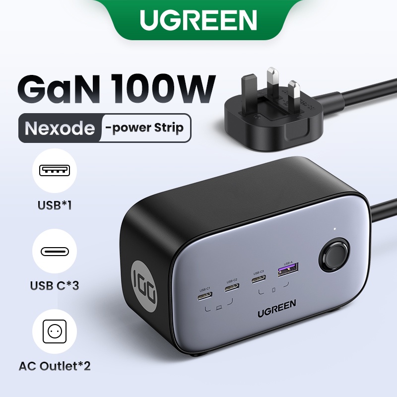 UGREEN GaN 100W 6-in-1 Power Adapter USB C Charger Multi Port Wall Plug ...