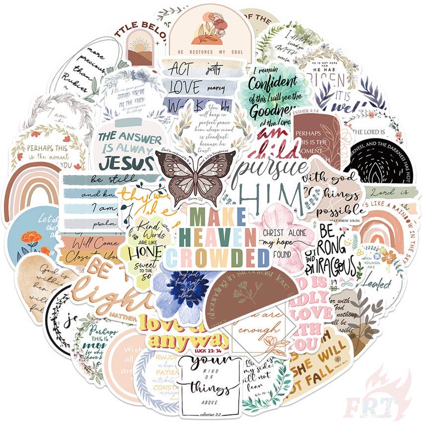 50Pcs/Set Bible Phrase Series 05 Stickers Fashion DIY Waterproof Decals ...