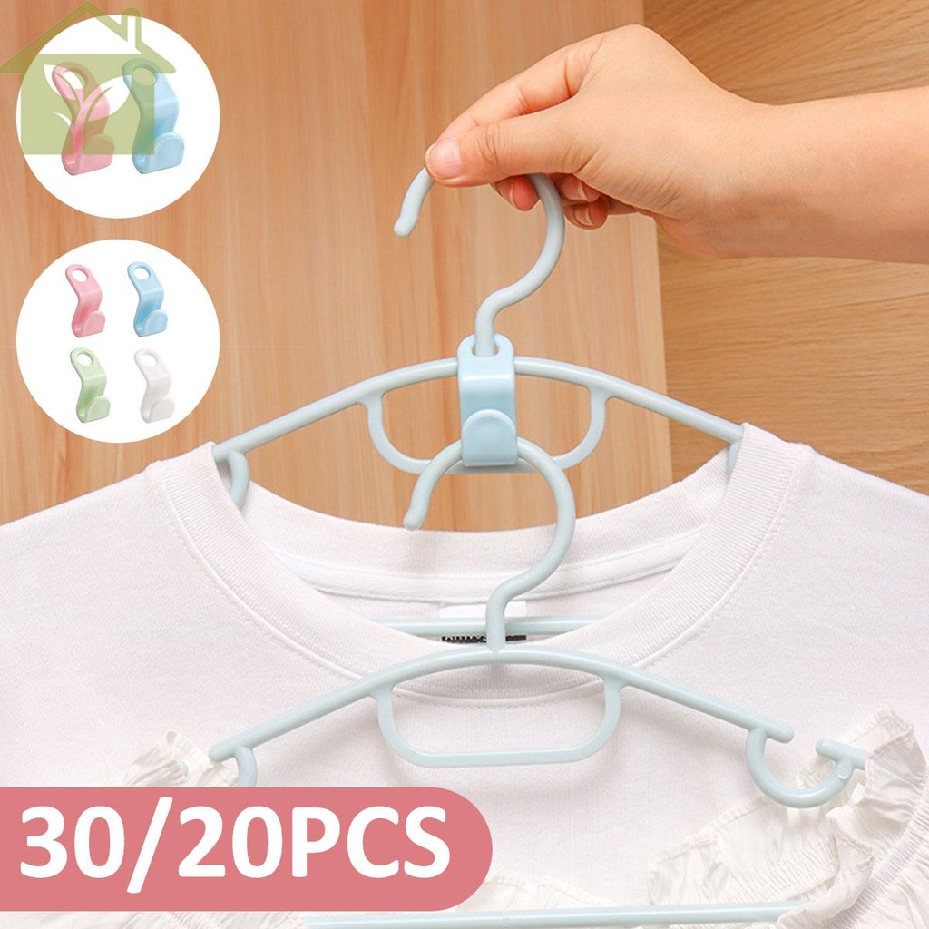 20/30Pcs Clothes Hanger Connector Hooks Plastic Coat Hanger Connector