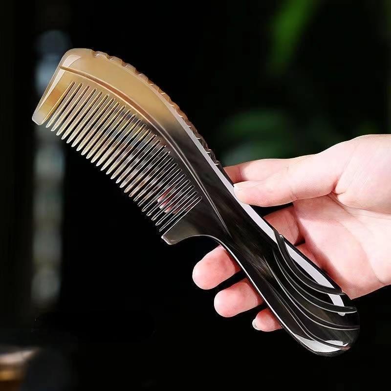 Natural Buffalo Horn Comb Fine Teeth Anti Static Massage Hair Comb