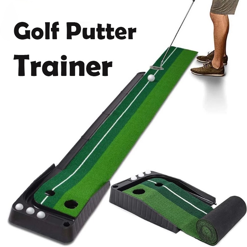 Indoor Golf Putter Trainer Set 3M Practice Putting Mat Golf Training