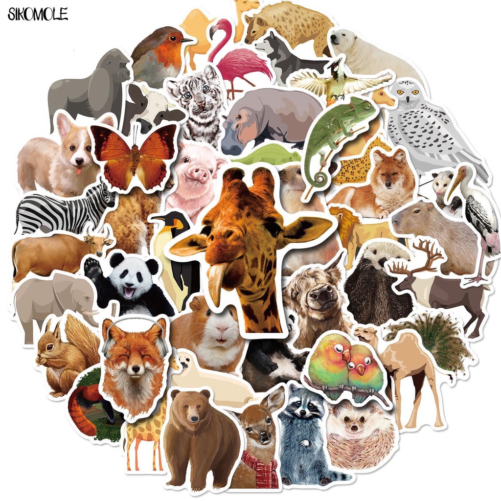 10/30/50PCS Cartoon Zoo Wild Animals Stickers Kawaii Dog Pig DIY Kids