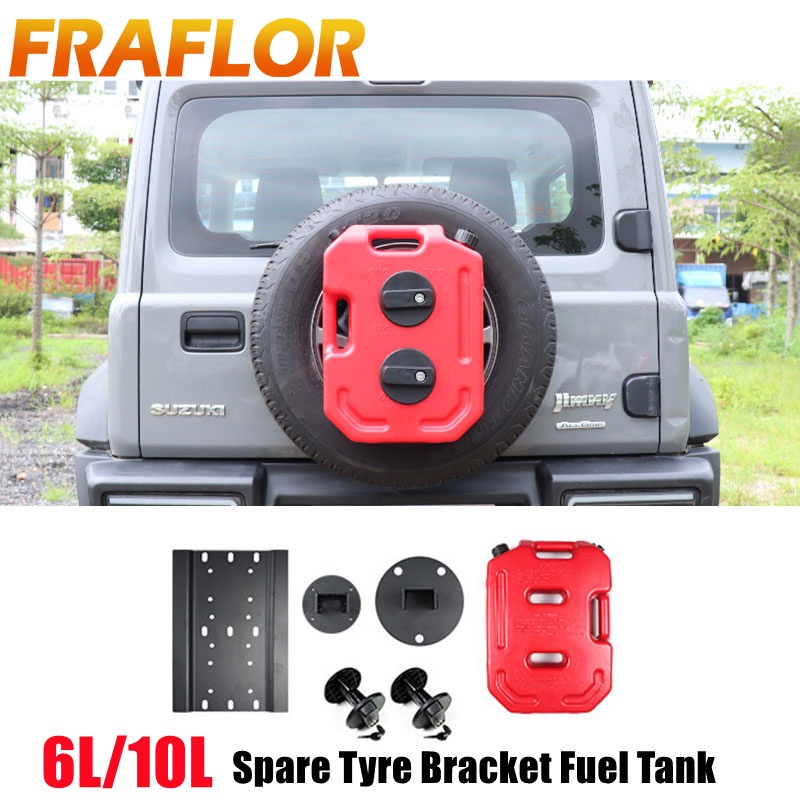 Auxiliary 6L 10L Fuel Tank Spare Tire Bracket Mounted Oil Petrol Can