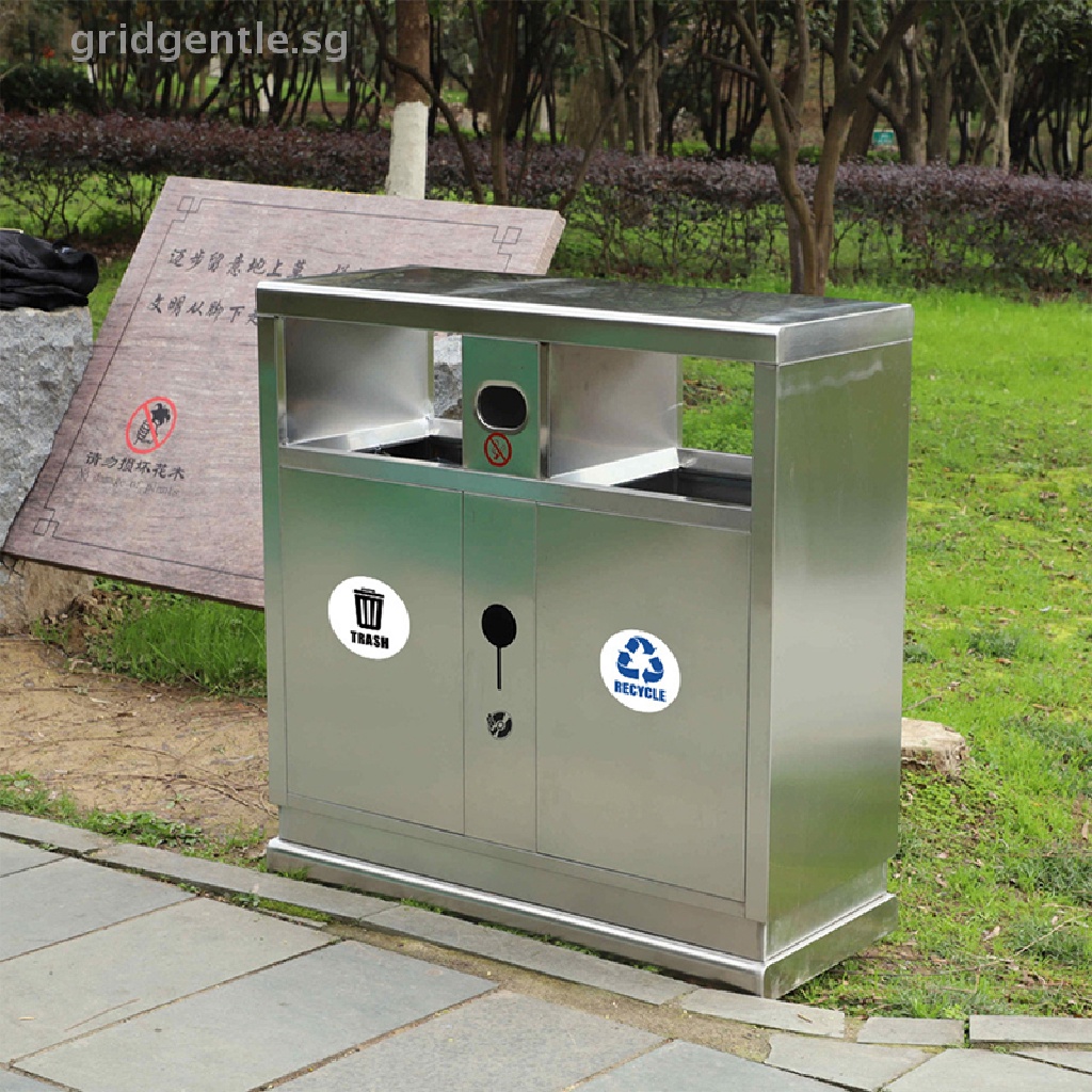 [Gridgentle] 6pcs Diameter 5inch PVC Recycle Trash Bin Sticker Vinyl