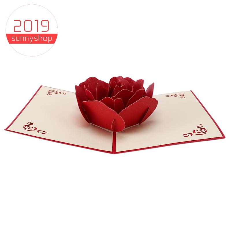 3d Pop Up Rose Thank You Greeting Postcards Flower Handmade Blank