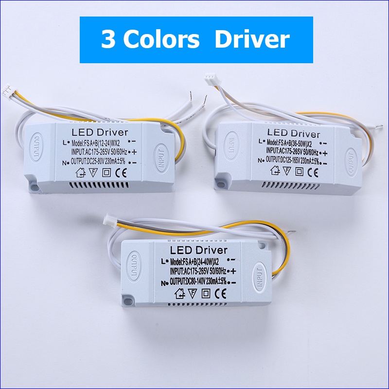AC 85-265V Driver De Isolamento Com Transformador LED De 3 Cores (25-36W)× 2 (36-50W)X2 Para