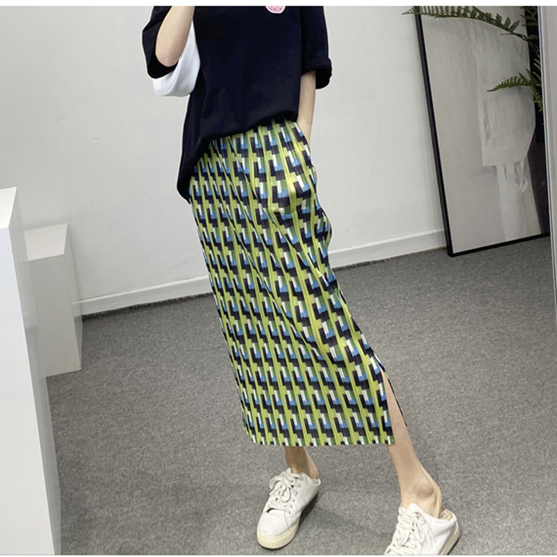2023 Summer Colorful Pleated Houndstooth Skirt New Style Miyake Clever ...
