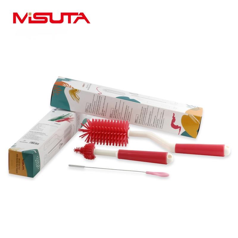 Misuta Bottle & Nipple Brush Set Silicone (1 box= 2 pieces) Bottle