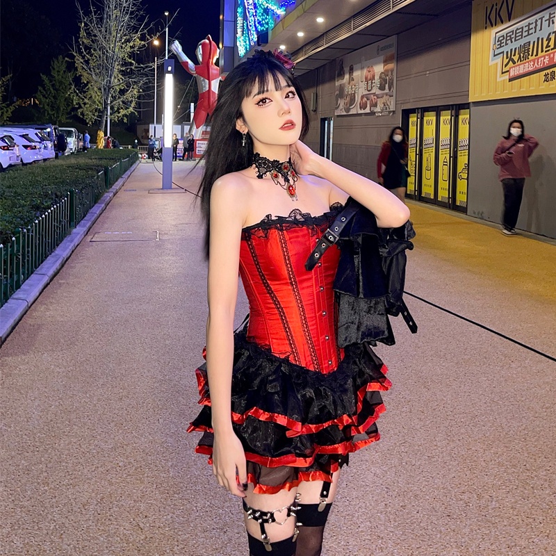 white christmas dresses Black Brocade Burlesque Plus Size Overbust Corset Tutu Skirt Dress 44 (FOR Waist Size 48