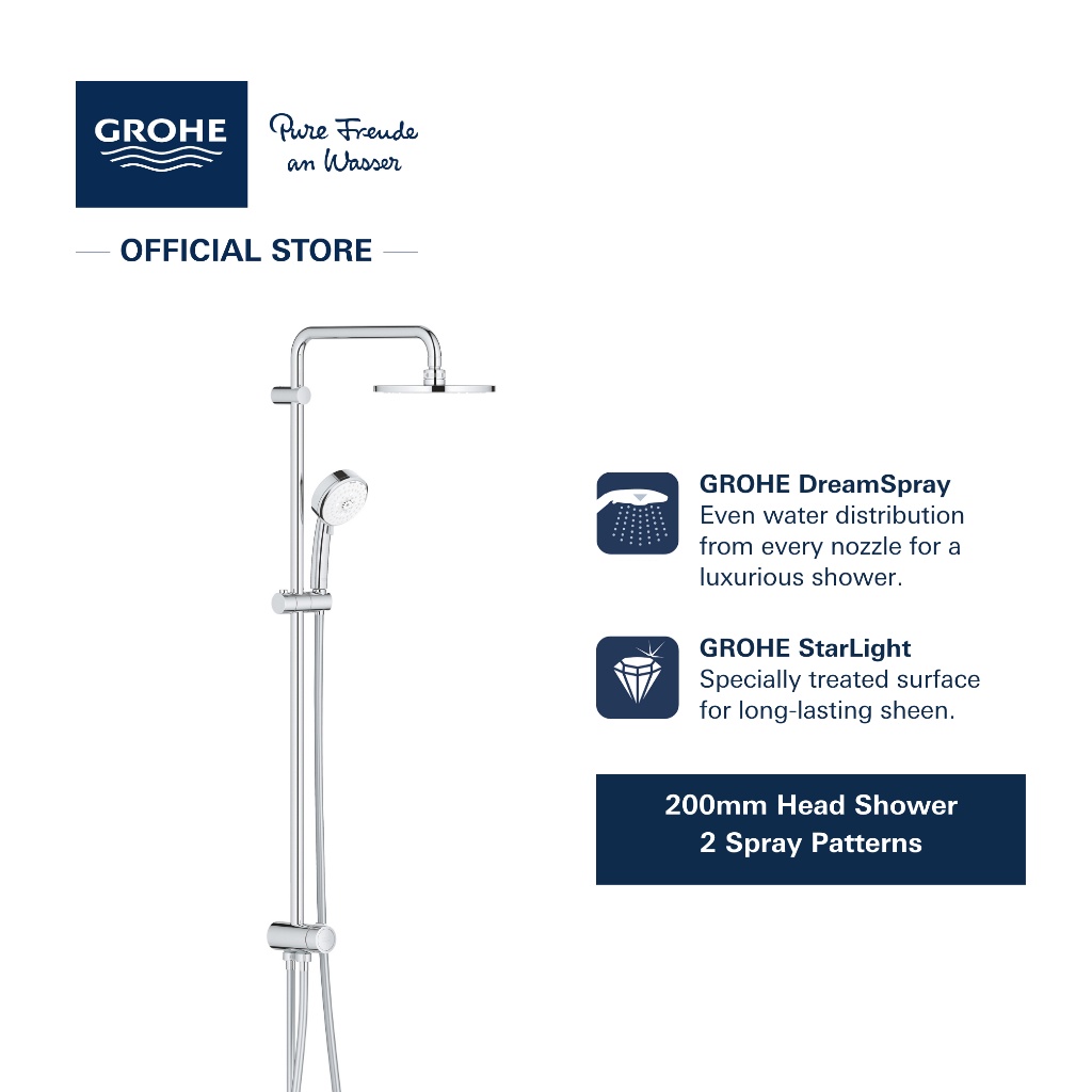 GROHE New Tempesta Cosmopolitan 200 Shower System with Diverter