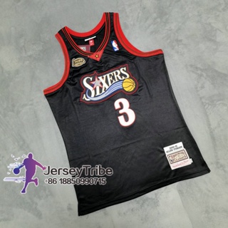 Retro Philadelphia 76ers Iverson #3 Big Meteor White NBA Jersey