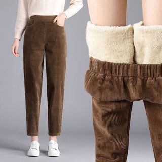 Winter Thickened and Padded Corduroy Pants Women 2023 New Women's Loose  Bunched Feet Harlan Pants Women