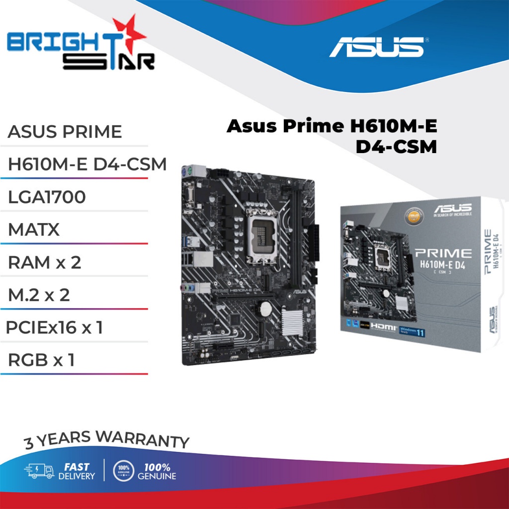 ASUS motherboard Prime H610ME D4 CSM (lga1700 mATX Ram x 2 M.2 x