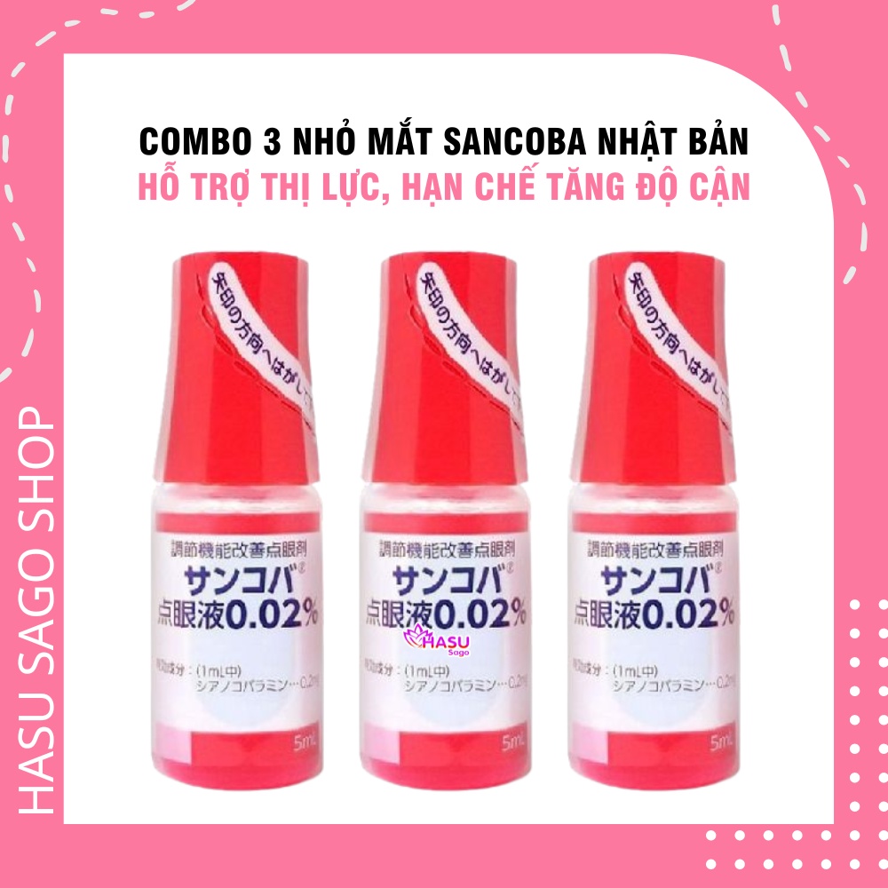 Combo 3 Japanese Sancoba Eye Drops 5ml Support Eyesight, Limit