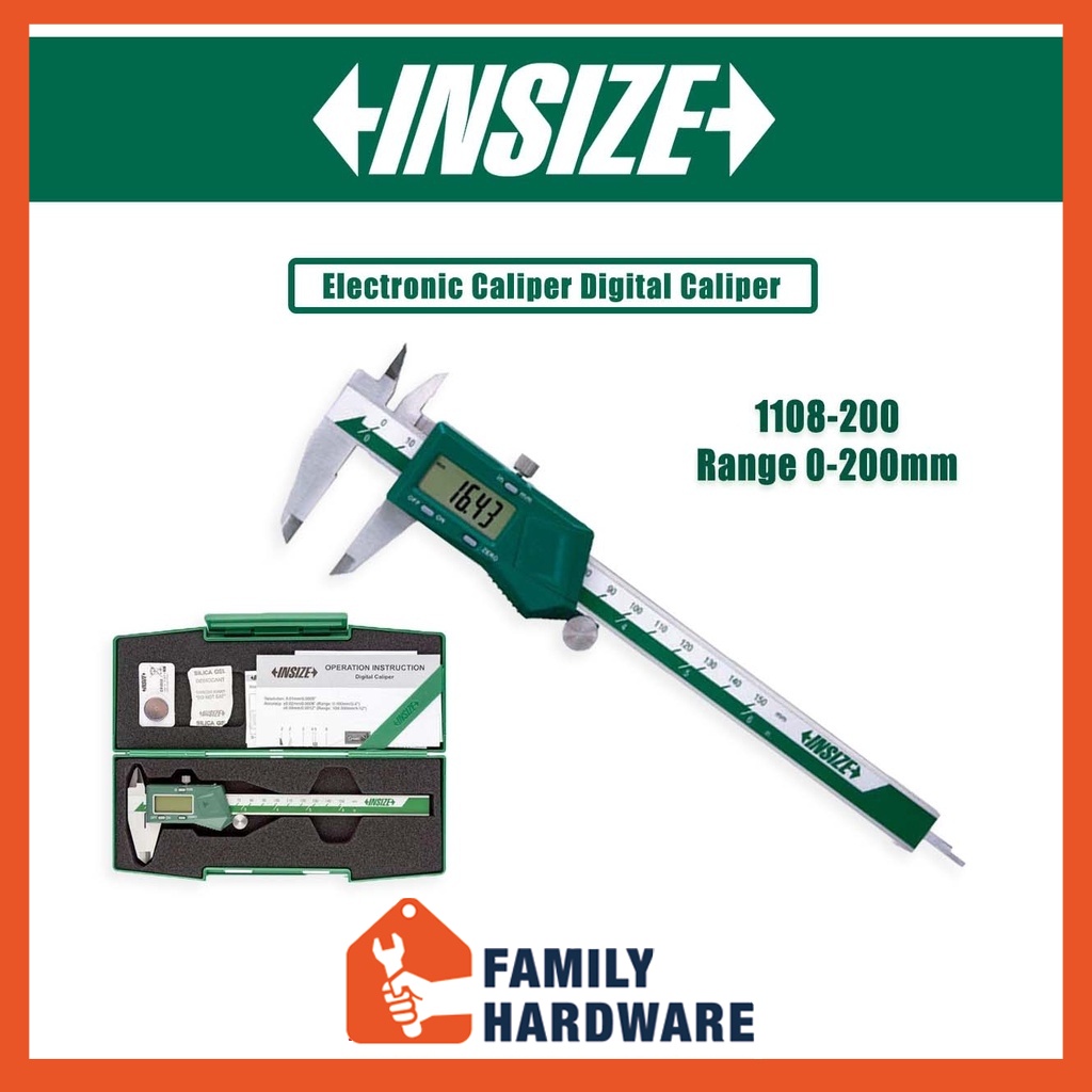 Insize 1108200 Electronic Caliper Digital Caliper 200mm 8" Electronic