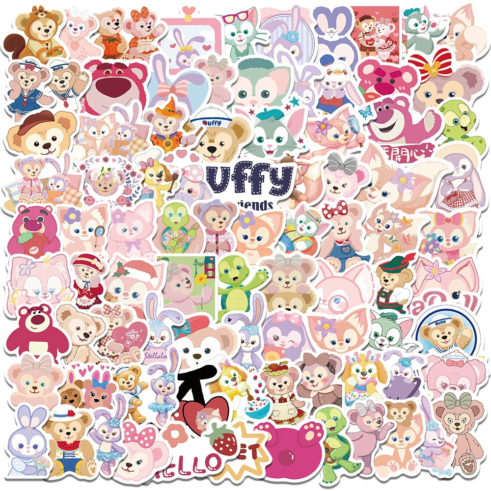 100 pcs Duffy and Friends Cute Cartoon Waterproof PVC Stickers | Shopee ...