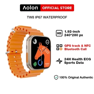 Aolon TW8 Series 8 New Ultra Thin Smart Watch Men NFC Wireless Charge Bluetooth Call IP68 Latest IWO8 HD Full Touch Color Screen Heart Rate/Temperature/Blood Oxygen Monitor