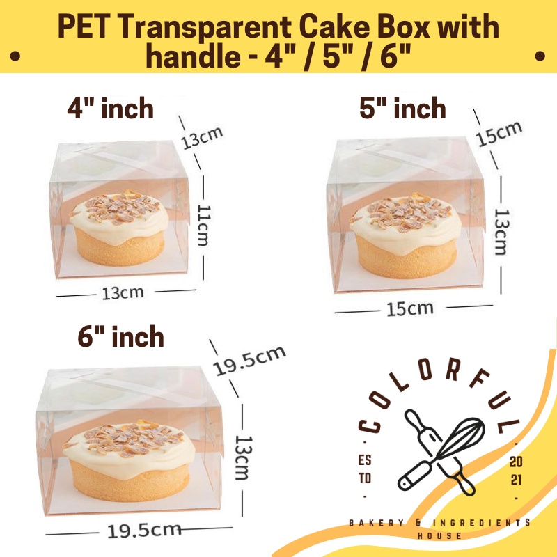 PET Cake Box Transparent 4/5/6 Inch Square Clear Board Packaging ...