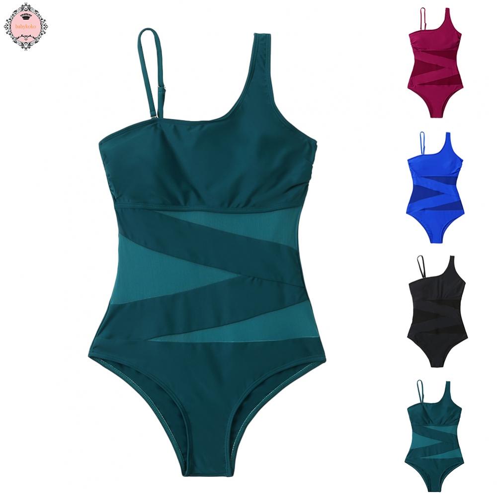 New Women Tummy Control Swimming Costume Padded Bikini Mesh Swimwear ...