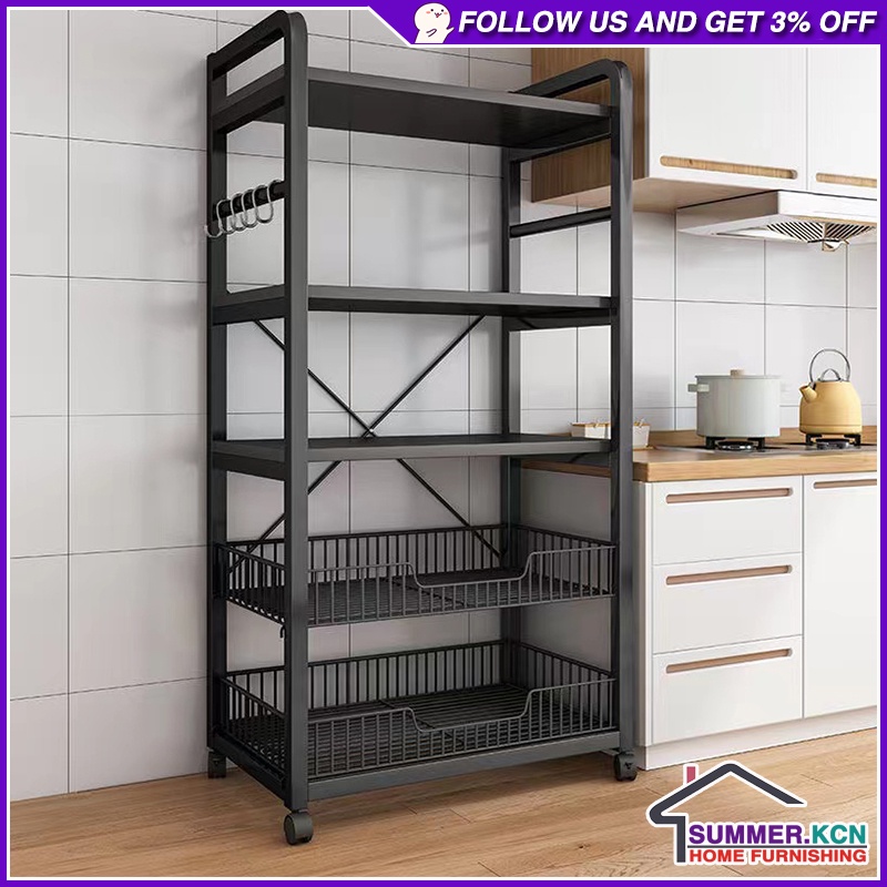 Movable Metal Kitchen Rack Storage Rack Oven Rack with Wheels Home